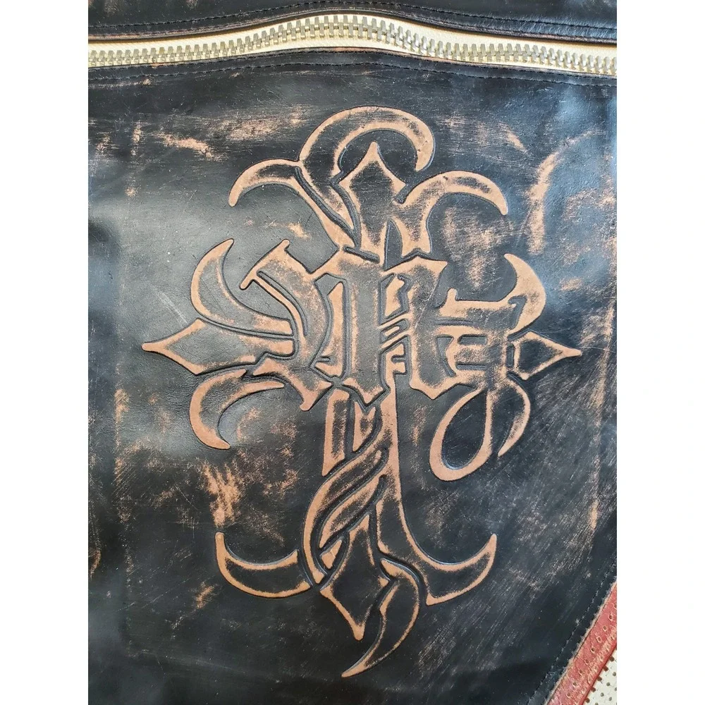 Wilsons Leather M. Julian Distressed Gothic Y2K Messenger Bag Black Brown Red
